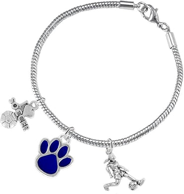 The, Soccer Jewelry Blue Paw Hypoallergenic Adjustable, Safe-Nickel, Lead Free