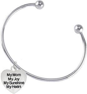 Message Jewelry, My Mom, My Joy, My Sunshine, My Heart, Adjustable, Removable Ball, Add Charms Without Tools, Hypoallergenic, Safe-Nickel, Lead, Free