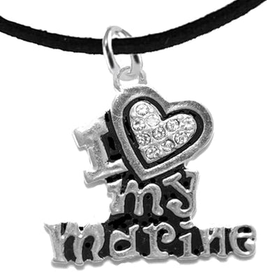 Marine I Love My Marine, Crystal Heart, Bracelet, Hypoallergenic, Safe-Nickel, Lead, Free