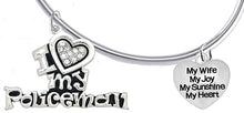 Policeman's, I Love My Policeman, My Wife, My Joy, My Sunshine, My Heart. Add-A-Charm Bracelet, Hypoallergenic, Safe-Nickel, Lead, Free