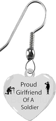 Army Soldier, Proud Girlfriend Of A Soldier, On A Genuine Solid Sterling Silver Fishhook Wire Earring, What A Great Gift For Yourself, Or Someone Special. Gift Ready...Comes In A Black Velvet Bag