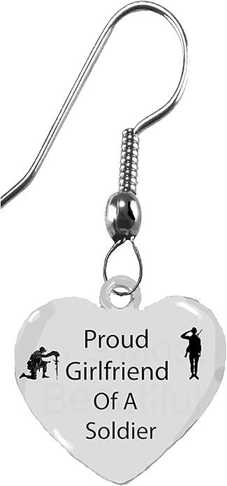 Army Soldier, Proud Girlfriend Of A Soldier, On A Genuine Solid Sterling Silver Fishhook Wire Earring, What A Great Gift For Yourself, Or Someone Special. Gift Ready...Comes In A Black Velvet Bag