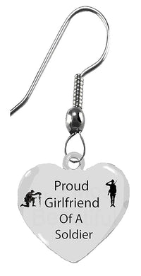 Army Soldier, Proud Girlfriend Of A Soldier, On A Silvertone Fisshhook/Wire, What A Great Gift For Yourself, Or A Friend. Hypoallergenic-Safe, No Nickel, Lead Or Cadmium In The Metal ©2024