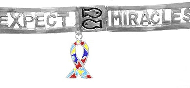 Autism Jewelry, Expect Miracles, The Original Hypoallergenic, Safe-Nickel, Lead, Cadmium Free, Adjustable Stretch Bracelet