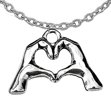 Birthday Gift, I Love You,Your Fingers And Hands Make A Heart And Say It All,I Love You,Adjustable Necklace, A Wonderful Gift For Yourself, Or Someone Special.Small Charm.Comes In A Black Velvet Bag