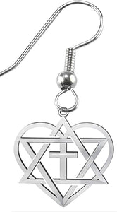 Messianic Yeshua, Jesus In My Heart ", Yeshua In My Heart, Silvertone Fishhook Earrings