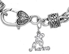 Marine, I Love My Marine, Wheat Chain Bracelet Hypoallergenic, Safe-Nickel, Lead, Cadmium Free