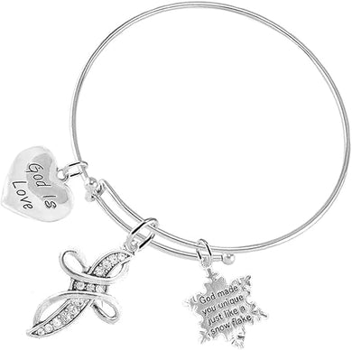 Christian 3 Charm Adjustable Bracelet Hypoallergenic, Safe-Nickel, Lead, Free