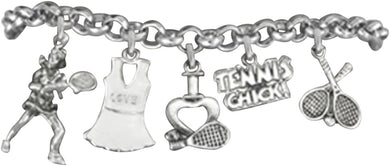 Tennis Tennis Chick, Great Gift, Hypoallergenic Bracelet, Safe-Nickel, Lead, and Cadmium Free!