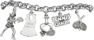 Tennis Tennis Chick, Great Gift, Hypoallergenic Bracelet, Safe-Nickel, Lead, and Cadmium Free!