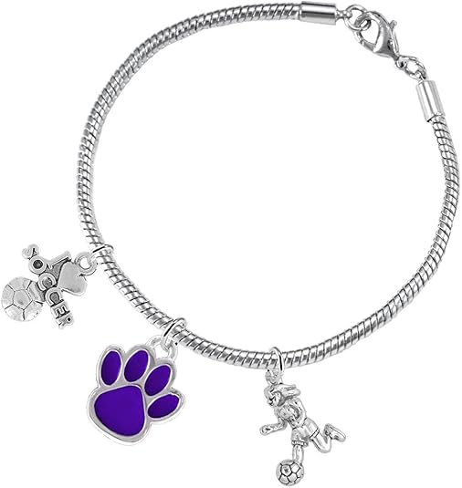 The, Soccer Jewelry Purple Paw Hypoallergenic Adjustable, Safe-Nickel, Lead Free