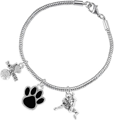 The, Soccer Jewelry Black Paw Hypoallergenic Adjustable, Safe-Nickel, Lead Free