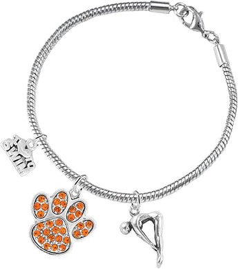 Swimming 3 Charm Orange Crystal Paw Bracelet Hypoallergenic, Safe-Nickel, Lead & Cadmium Free!
