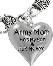 Army Mom, He's My Hero, Hypoallergenic Wheat/Chain Necklace, Safe-Nickel, Lead, Cadmium Free