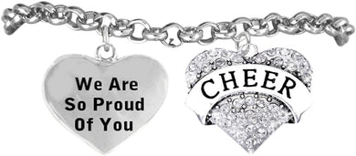 Cheerleader Crystal Bracelet, We are So Proud of You Safe-Hypoallergenic, Nickel Free