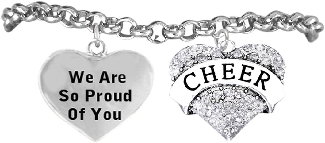 Cheerleader Crystal Bracelet, We are So Proud of You Safe-Hypoallergenic, Nickel Free