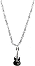 Black Guitar On Cable Chain adjustable Necklace, Hypoallergenic Safe-Nickel, Lead And Cadmium Free