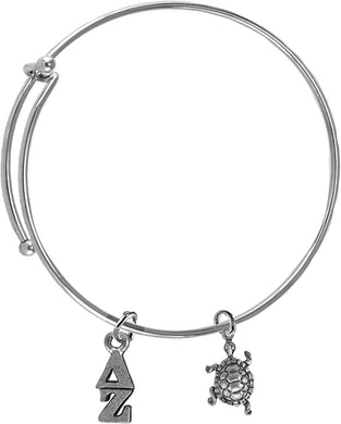 Delta Zeta Greek Letters, And Turtle- Miracle Wire,Adjustable Bracelet, Fits Anyone, Licensed Sorority Jewelry Manufacturer, Hypoallergenic, Safe-No Nickel, No Lead, And No Poisonous Cadmium