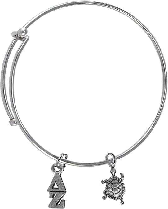 Delta Zeta Greek Letters, And Turtle- Miracle Wire,Adjustable Bracelet, Fits Anyone, Licensed Sorority Jewelry Manufacturer, Hypoallergenic, Safe-No Nickel, No Lead, And No Poisonous Cadmium