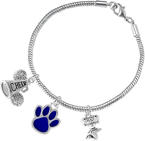Blue Paw Cheer 3 Charm Bracelet Safe-Hypoallergenic, Nickel, Lead and Cadmium Free