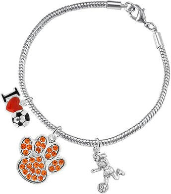 The, Soccer Jewelry Orange Crystal Paw Hypoallergenic Adjustable, Safe-Nickel, Lead Free