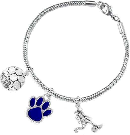 The, Soccer Jewelry Blue Paw Hypoallergenic Adjustable, Safe-Nickel, Lead Free