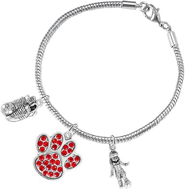 The, Soccer Jewelry Red Crystal Paw Hypoallergenic Adjustable, Safe-Nickel, Lead Free