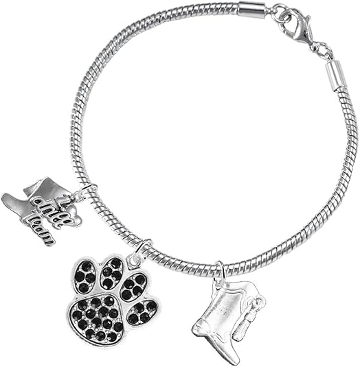 The, Drill Team Jewelry Black Crystal Paw Hypoallergenic Adjustable, Safe-Nickel, Lead Free