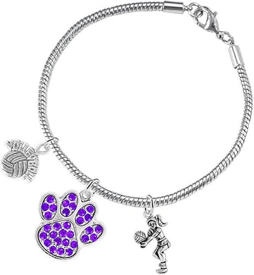 Purple Crystal Paw Volleyball, Adjustable, Safe-Hypoallergenic, Nickel, Lead Free
