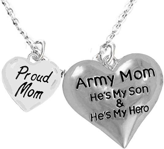 Army Mom, Proud Mom, My Son is My Hero Adjustable Necklace, Hypoallergenic, Safe-Nickel, Lead, Cadmium Free