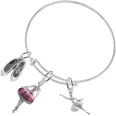 Ballet 3 Charm Adjustable Bracelet Hypoallergenic. Safe-Nickle, Lead and Cadmium Free!