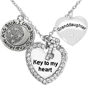 Granddaughter, I Love You to The Moon & Back Adjustable Necklace, Hypoallergenic, Safe-Nickel, Lead, Free
