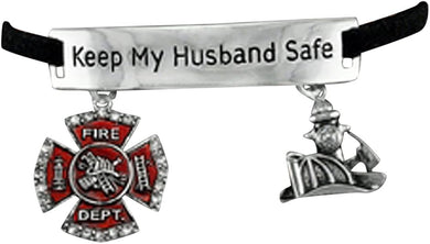 Firefighter's Keep My Husband Safe Adjustable Hypoallergenic Safe-Nickel, Lead & Cadmium Free!