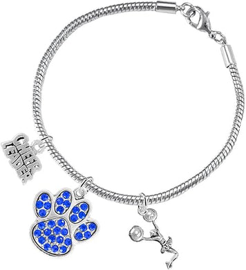 Blue Paw Crystal Cheer 3 Charm Bracelet Safe-Hypoallergenic, Nickel, Lead and Cadmium Free