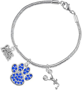 Blue Paw Crystal Cheer 3 Charm Bracelet Safe-Hypoallergenic, Nickel, Lead and Cadmium Free