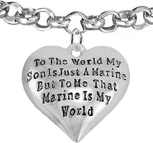 Marine Mom, My Son, is My World Bracelet, Hypoallergenic, Safe- Nickel, Lead and Cadmium Free