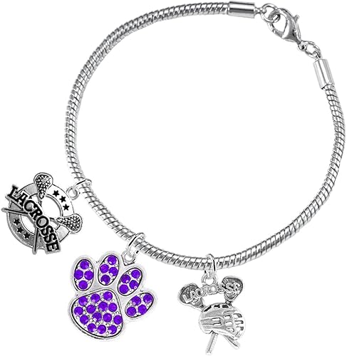 Lacrosse Jewelry, Purple Crystal Paw Jewelry, Hypoallergenic Safe-Nickel, Lead and Cadmium Free!