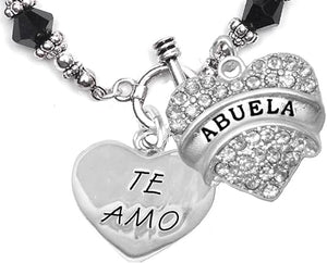 Te Amo Abuela Toggle Crystal Bracelet, Hypoallergenic, Safe-Nickel, Lead, Cadmium Free