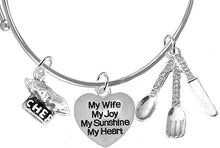 Cooking Jewelry, My Wife, My Joy, My Sunshine, My Heart, Chef Hat, Silverware, Adjustable Bracelet, Hypoallergenic, Safe-Nickel, Lead, Cadmium Free