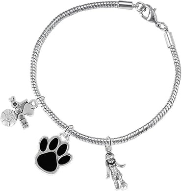 The, Soccer Jewelry Black Paw Hypoallergenic Adjustable, Safe-Nickel, Lead Free