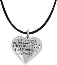 My Firefighter is My World, Wife Adjustable Necklace, Hypoallergenic, Safe-Nickel, Lead, Cadmium Free