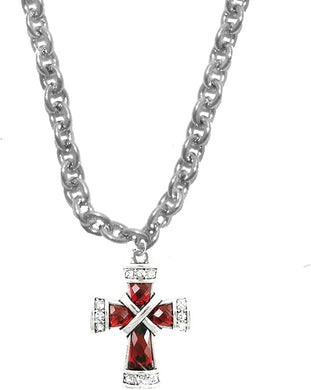 Creative Charm Factory™ Christian Ruby Passion Cross, Just Beautiful, STERLING SILVER Solid .925 Sterling, Not Plated Or Coated.18 Inch Necklace Chain, Nickel, Lead, Cadmium Free