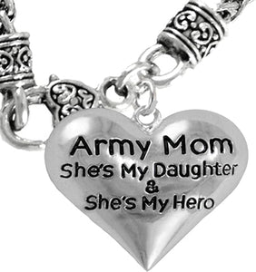 Army, Enlisted Daughter, My Daughter is My Hero Necklace, Hypoallergenic, Safe-Nickel, Lead, Cadmium Free