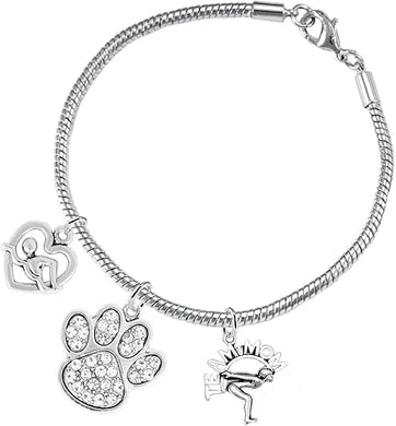 Swimming 3 Charm Clear Crystal Paw Bracelet Hypoallergenic, Safe-Nickel, Lead & Cadmium Free!