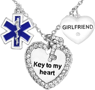 EMT, Girlfriend Adjustable Key to My Heart Necklace, Hypoallergenic, Safe-Nickel, Lead, Cadmium Free