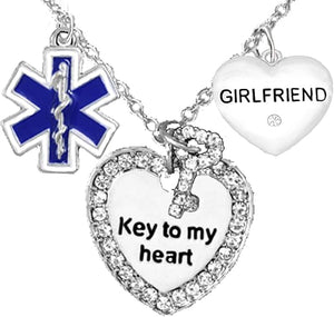 EMT, Girlfriend Adjustable Key to My Heart Necklace, Hypoallergenic, Safe-Nickel, Lead, Cadmium Free