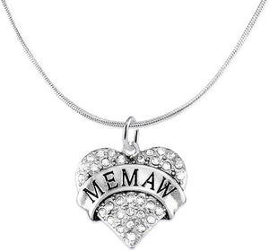 Memaw Charm Necklace Adjustable, Hypoallergenic, Safe-Nickel, Lead & Cadmium Free!