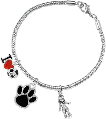 The, Soccer Jewelry Black Paw Hypoallergenic Adjustable, Safe-Nickel, Lead Free