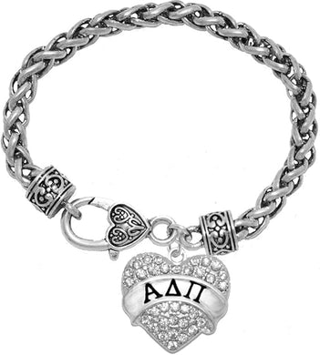 Alpha Delta Pi Crystal Heart Bracelet - Licensed Sorority Jewelry Manufacturer