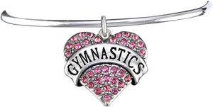Gymnastic Genuine Pink Crystal, Open End Charm Bracelet Hypoallergenic, Safe-Nickel, Lead & Cadmium Free